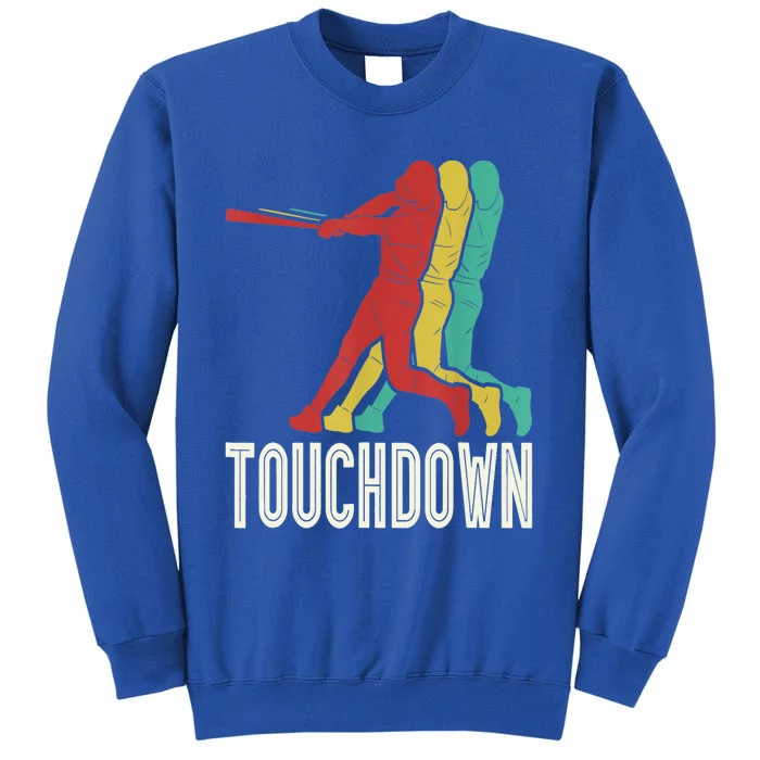 Hit Hard Run Fast Turn Left Funny Baseball Touchdown Gift Tall Sweatshirt