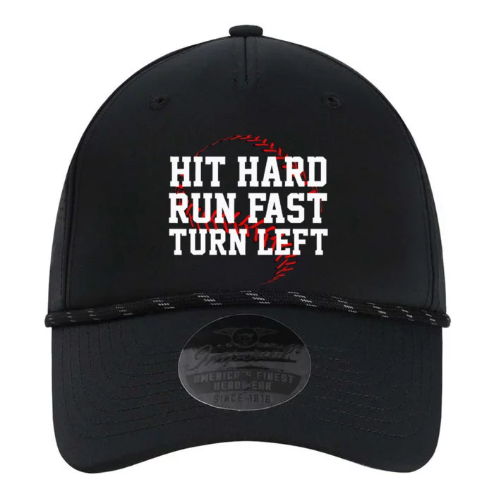 Hit Hard Run Fast Turn Left Funny Baseball Gift Performance The Dyno Cap