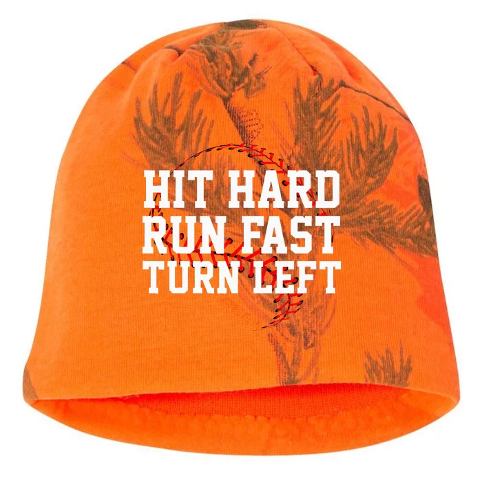 Hit Hard Run Fast Turn Left Funny Baseball Gift Kati - Camo Knit Beanie