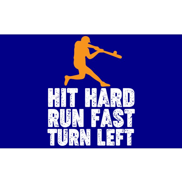 Hit Hard Run Fast Turn Left Funny Sport Baseball Gift Bumper Sticker