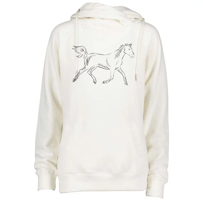 Horse Horseback Riding Gift Womens Funnel Neck Pullover Hood