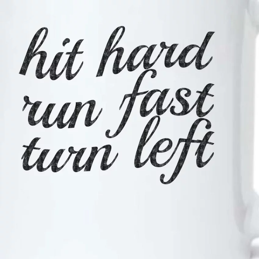 Hit Hard Run Fast Turn Left Gift Cool And Funny Baseball Design Gift Black Color Changing Mug