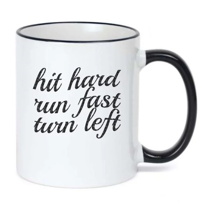 Hit Hard Run Fast Turn Left Gift Cool And Funny Baseball Design Gift Black Color Changing Mug