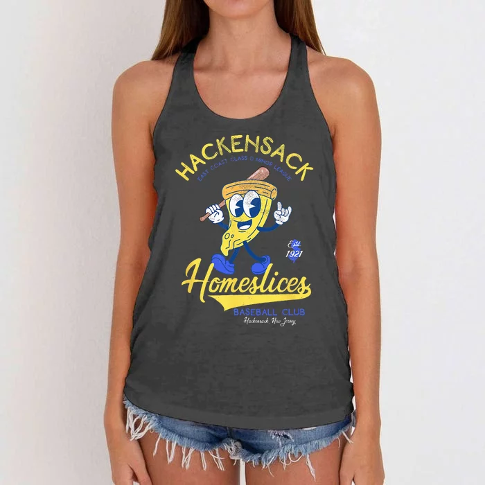 Hackensack Homeslices Retro Minor League Baseball Team Women's Knotted Racerback Tank