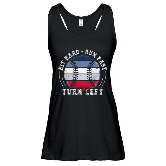 Hit Hard Run Fast Turn Left Baseball Player Ladies Essential Flowy Tank