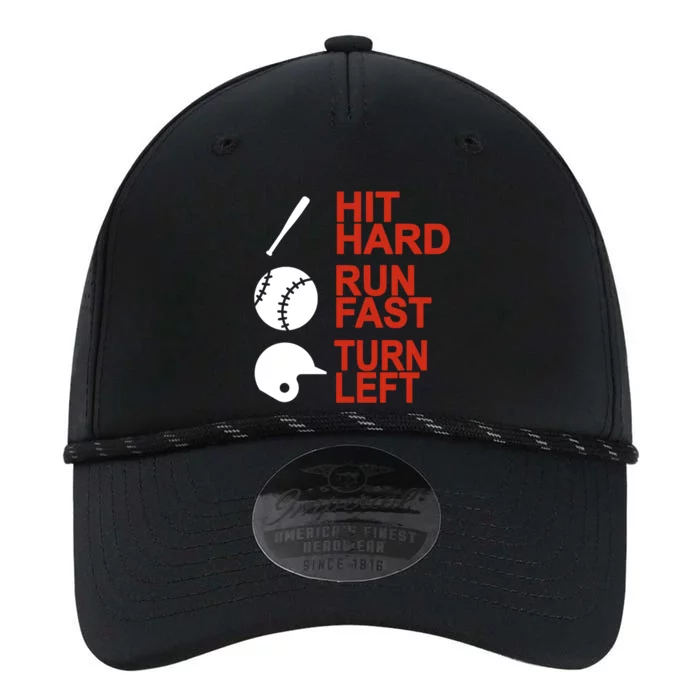 Hit Hard Run Fast Turn Left Baseball Funny Sport Gift Performance The Dyno Cap