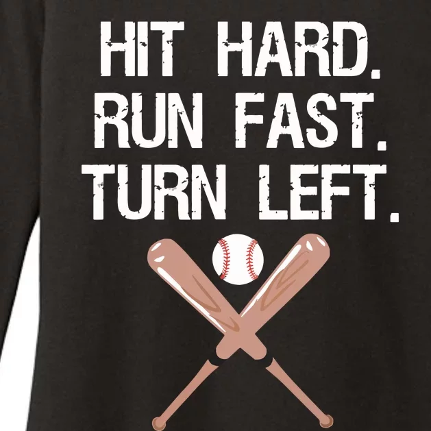 Hit Hard Run Fast Turn Left Baseball Softball Fan Womens CVC Long Sleeve Shirt