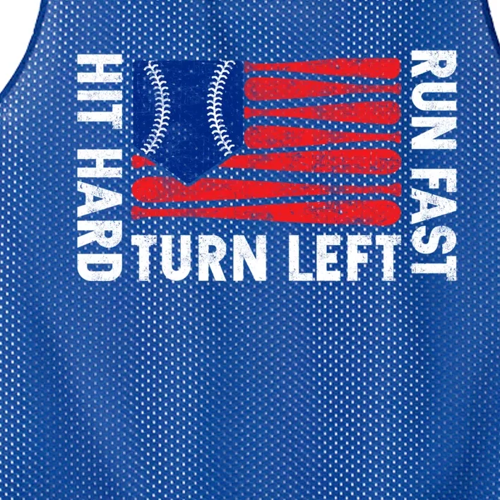 Hit Hard Run Fast Turn Left Baseball Funny Sport Gift Mesh Reversible Basketball Jersey Tank