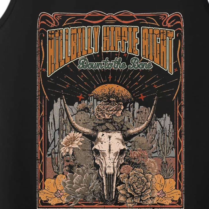 Hillbilly Hippie Right Down To The Bone Bullskull Country Performance Tank