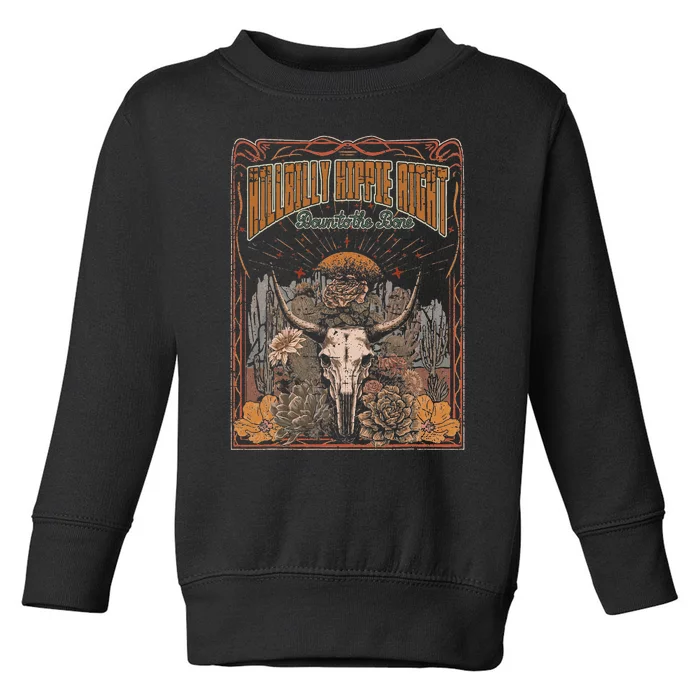 Hillbilly Hippie Right Down To The Bone Bullskull Country Toddler Sweatshirt