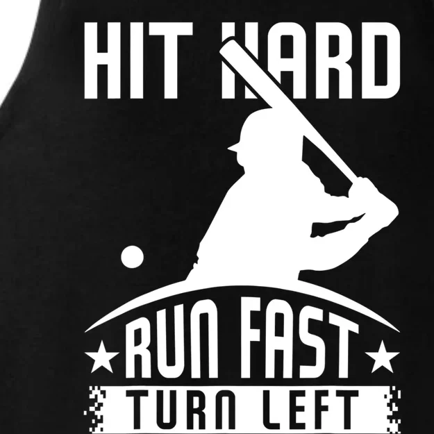 Hit Hard Run Fast Turn Left Baseball Player Softball Funny Gift Ladies Tri-Blend Wicking Tank