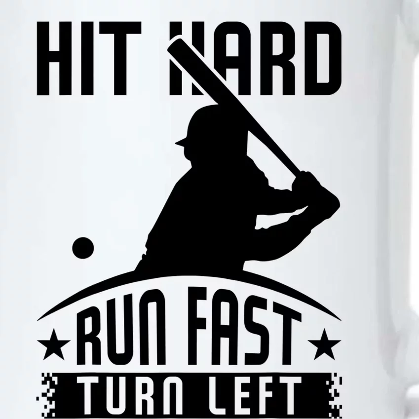 Hit Hard Run Fast Turn Left Baseball Player Softball Funny Gift Black Color Changing Mug