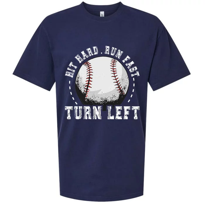 Hit Hard Run Fast Turn Left Baseball Player Sueded Cloud Jersey T-Shirt