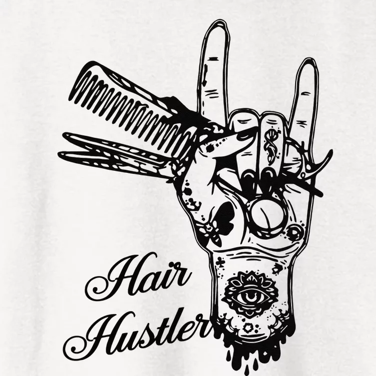 Hair Hustler Rock And Roll Barber And Hairstylist Job Women's Crop Top Tee