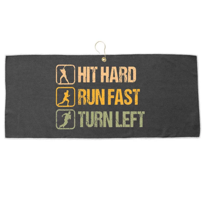 Hit Hard Run Fast Turn Left Design Baseball Lover Large Microfiber Waffle Golf Towel