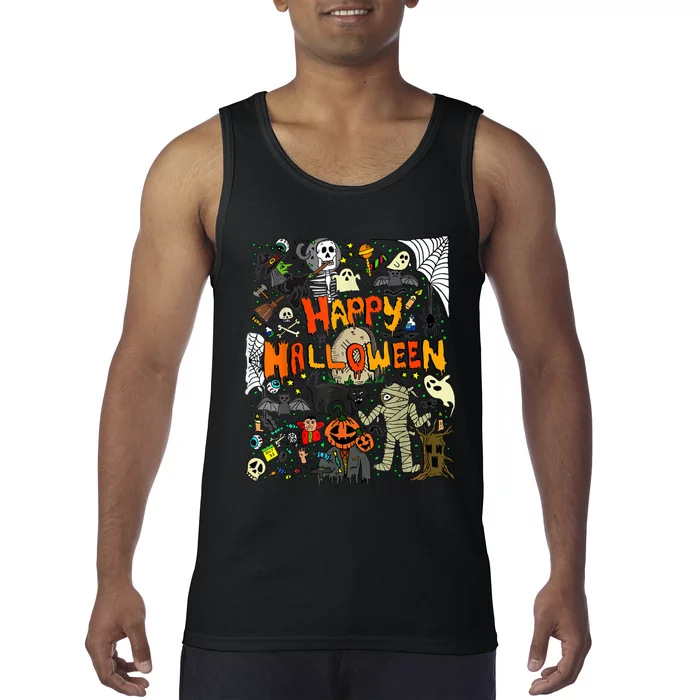 Happy Halloween Scary Retro Tank Top