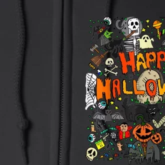 Happy Halloween Scary Retro Full Zip Hoodie