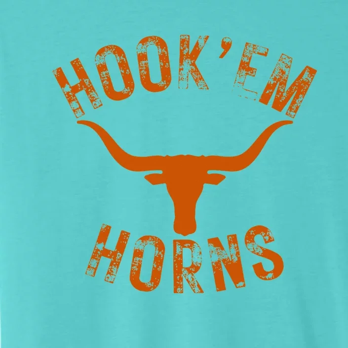 Hook'em Horns State of Texas Bull Head with Longhorns Design ChromaSoft Performance T-Shirt