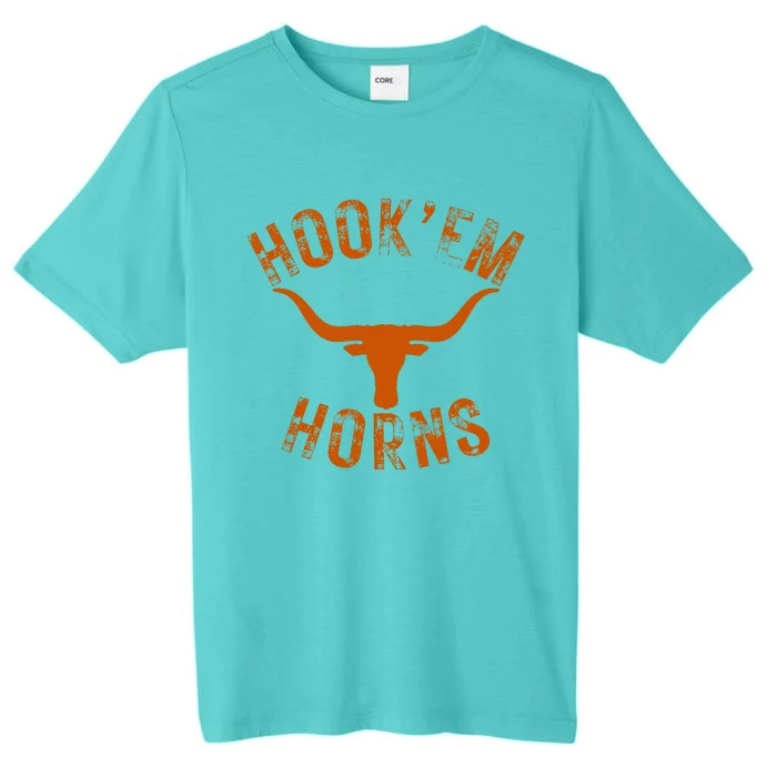 Hook'em Horns State of Texas Bull Head with Longhorns Design ChromaSoft Performance T-Shirt