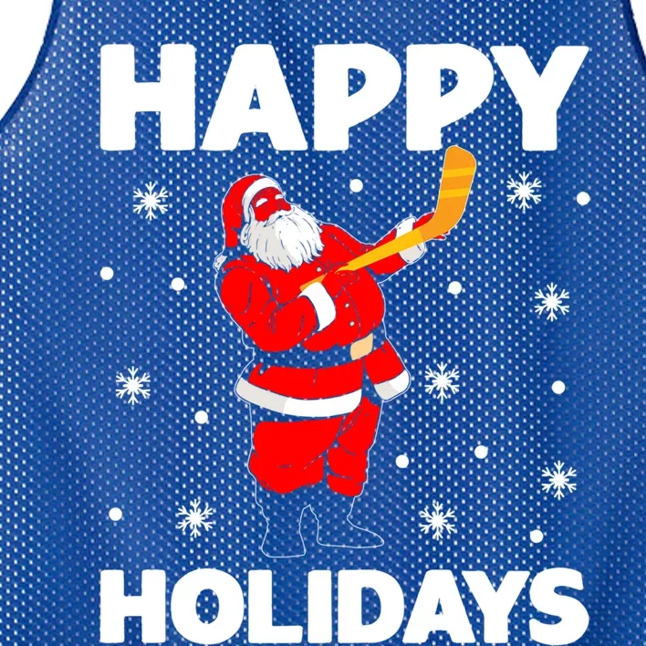 Happy Holidays Santa Ice Hockey Stick Santa Ice Hockey Game Meaningful Gift Mesh Reversible Basketball Jersey Tank