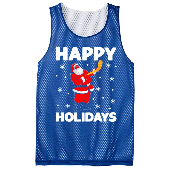 Happy Holidays Santa Ice Hockey Stick Santa Ice Hockey Game Meaningful Gift Mesh Reversible Basketball Jersey Tank