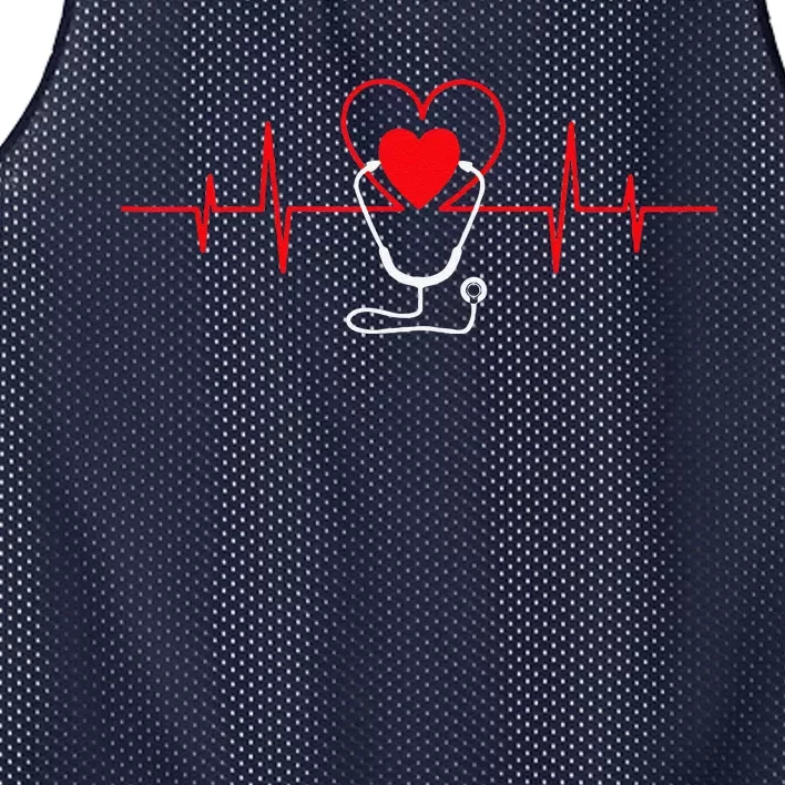 Heart Heartbeat Stethoscope Valentines Day Gifts For Nurses Mesh Reversible Basketball Jersey Tank