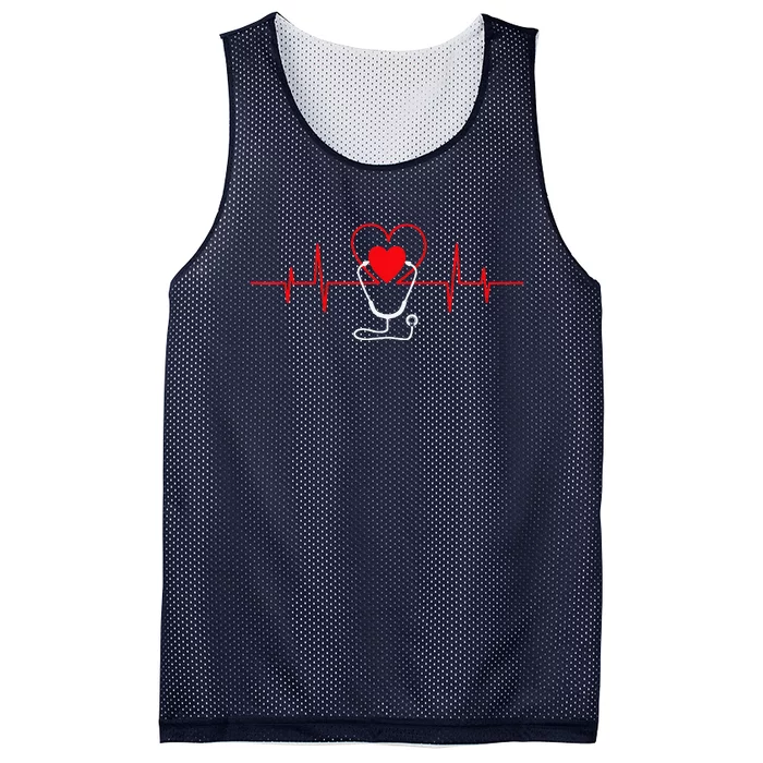 Heart Heartbeat Stethoscope Valentines Day Gifts For Nurses Mesh Reversible Basketball Jersey Tank