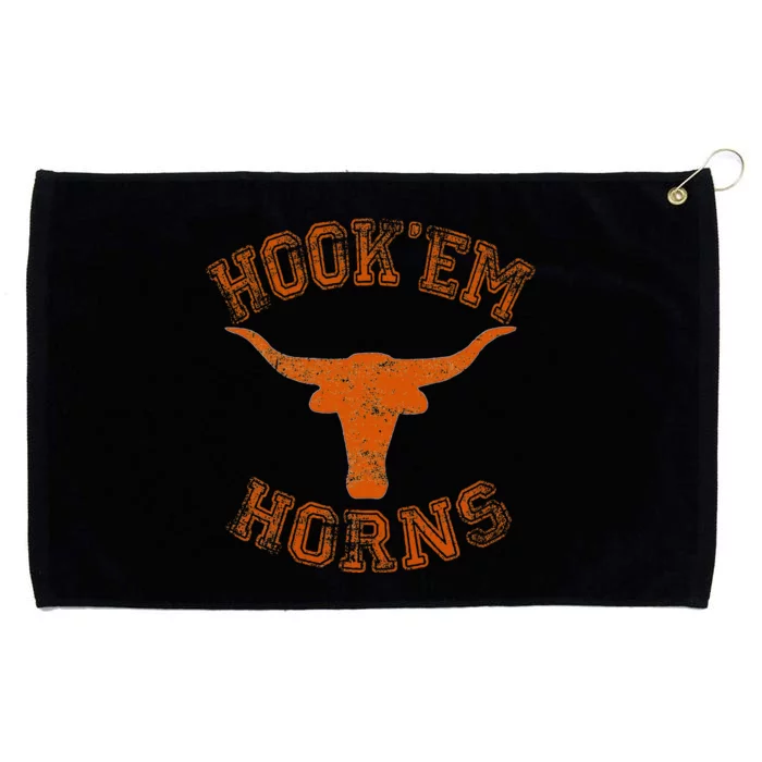 Hook’Em Horns State Of Texas Proud Texans Orange Grommeted Golf Towel