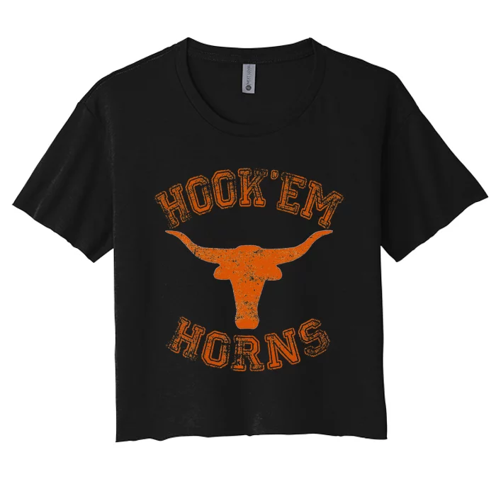 Hook’Em Horns State Of Texas Proud Texans Orange Women's Crop Top Tee