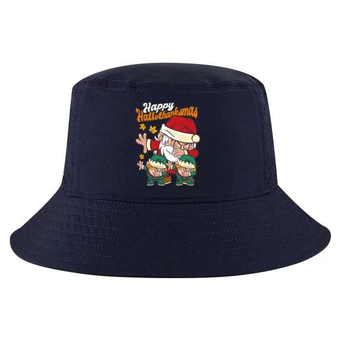 Happy Hallotthanksmas Santa And His Elves Cool Comfort Performance Bucket Hat