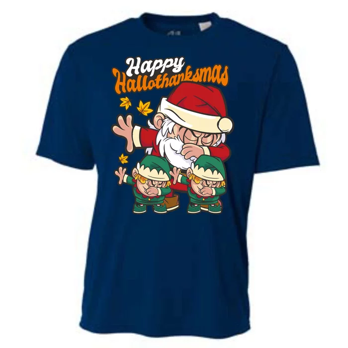 Happy Hallotthanksmas Santa And His Elves Cooling Performance Crew T-Shirt