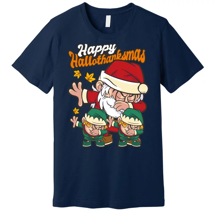 Happy Hallotthanksmas Santa And His Elves Premium T-Shirt