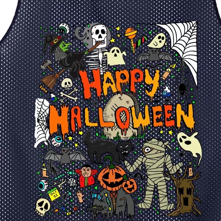 Happy Halloween Scary Retro Mesh Reversible Basketball Jersey Tank