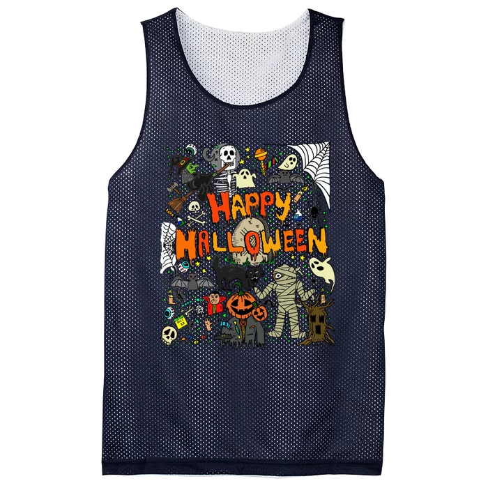 Happy Halloween Scary Retro Mesh Reversible Basketball Jersey Tank