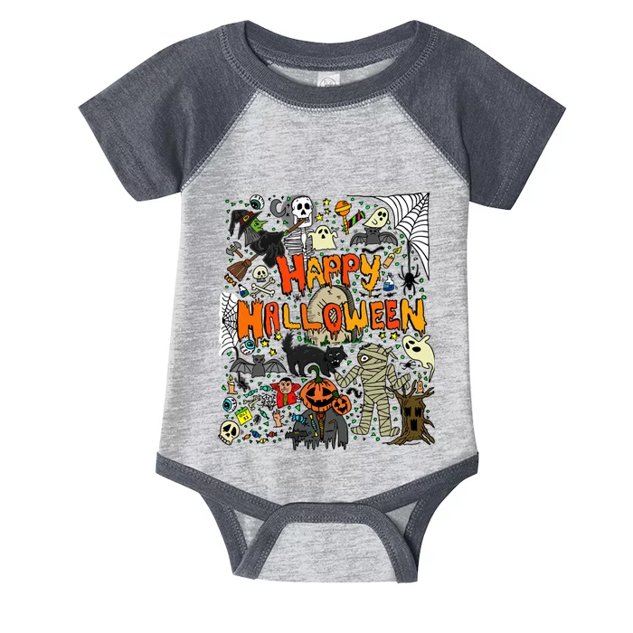 Happy Halloween Scary Retro Infant Baby Jersey Bodysuit