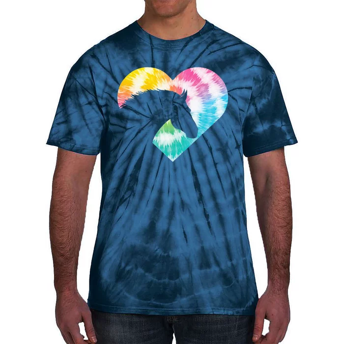 Horse Heart Shaped Animal Lover Horseback Rider Tie-Dye T-Shirt