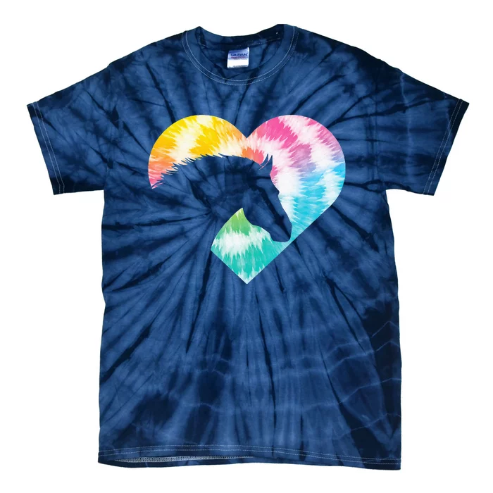 Horse Heart Shaped Animal Lover Horseback Rider Tie-Dye T-Shirt