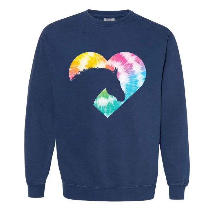 Horse Heart Shaped Animal Lover Horseback Rider Garment-Dyed Sweatshirt