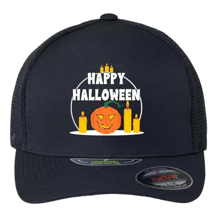 Happy Halloween Spooky Pumpkin Holiday Flexfit Unipanel Trucker Cap