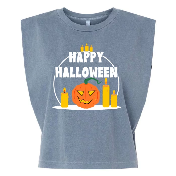 Happy Halloween Spooky Pumpkin Holiday Garment-Dyed Women's Muscle Tee