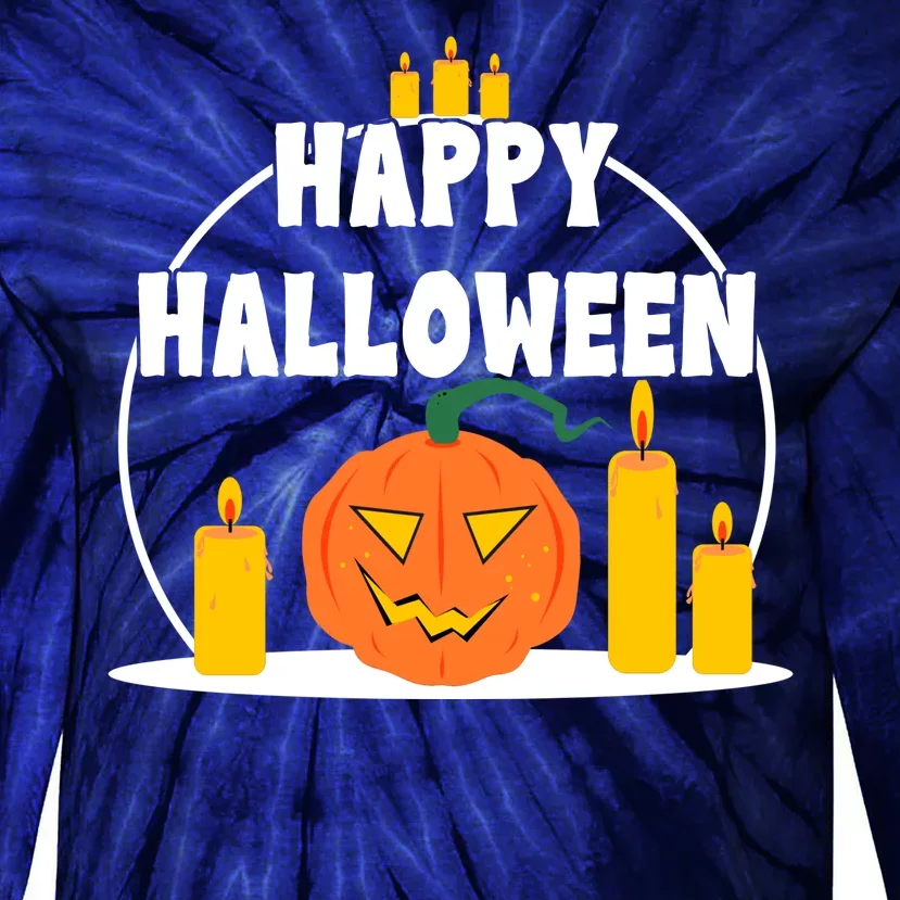 Happy Halloween Spooky Pumpkin Holiday Tie-Dye Long Sleeve Shirt