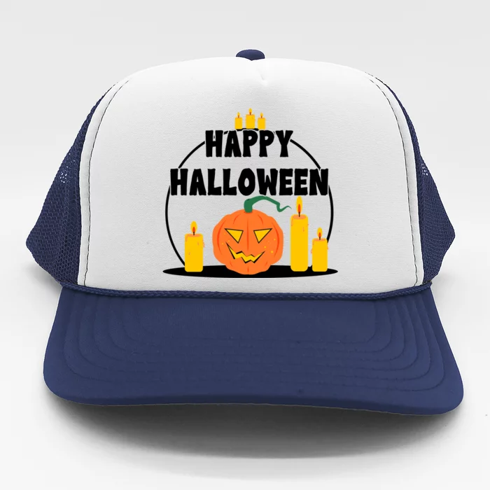 Happy Halloween Spooky Pumpkin Holiday Trucker Hat