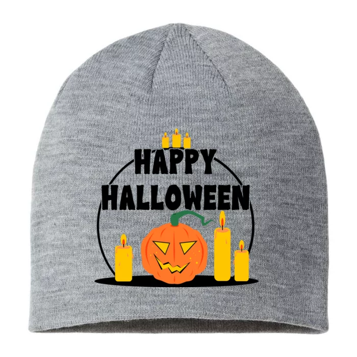 Happy Halloween Spooky Pumpkin Holiday 8 1/2in Sustainable Knit Beanie