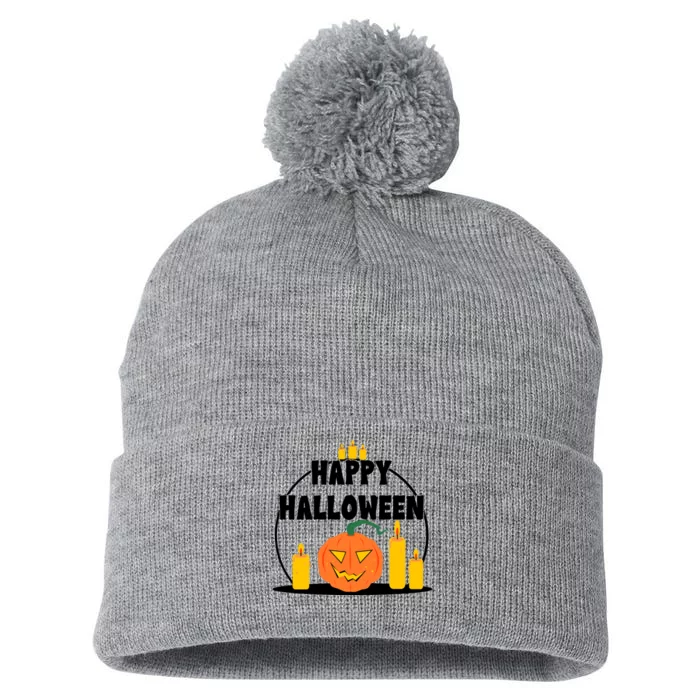 Happy Halloween Spooky Pumpkin Holiday Pom Pom 12in Knit Beanie