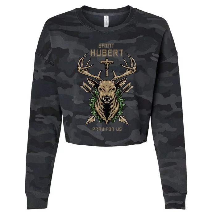 Hubert Hubertus Saint Of Hunters Stag Cropped Pullover Crew