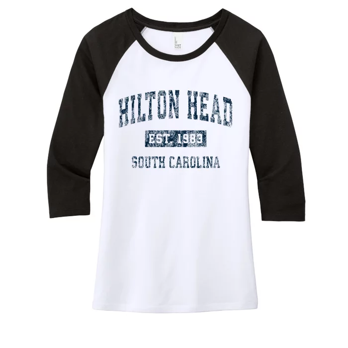 Hilton Head South Carolina Sc Vintage Sports Women's Tri-Blend 3/4-Sleeve Raglan Shirt