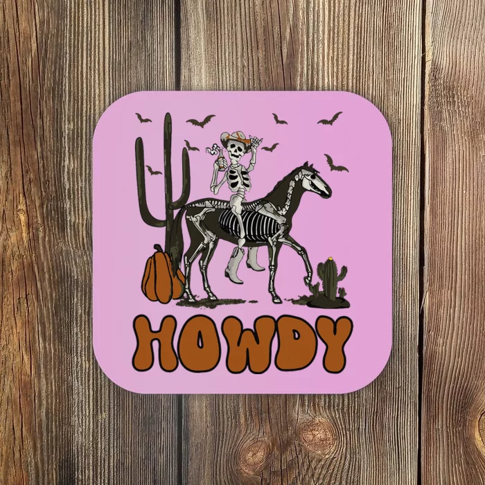 Halloween Howdy Skeleton With Horse And Cowboy Hat Coaster