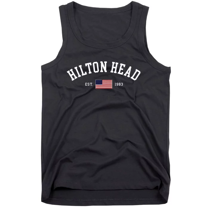 Hilton Head South Carolina Us Flag Vintage Souvenir Tank Top