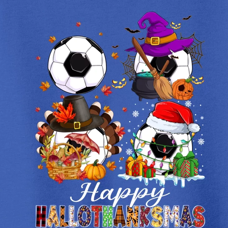 Happy Hallothanksmas Soccer Halloween Thanksgiving Xmas Great Gift Toddler T-Shirt