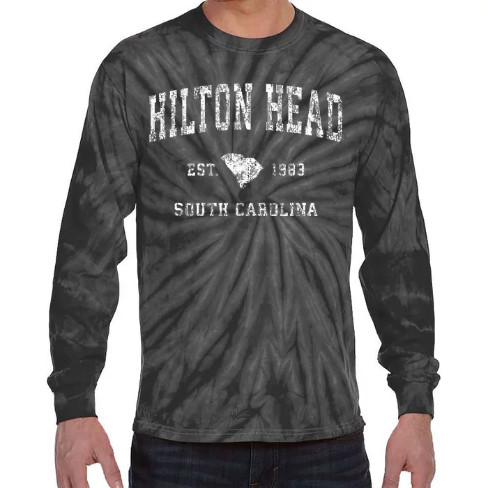 Hilton Head South Carolina Sc Vintage Athletic Sports Design Tie-Dye Long Sleeve Shirt